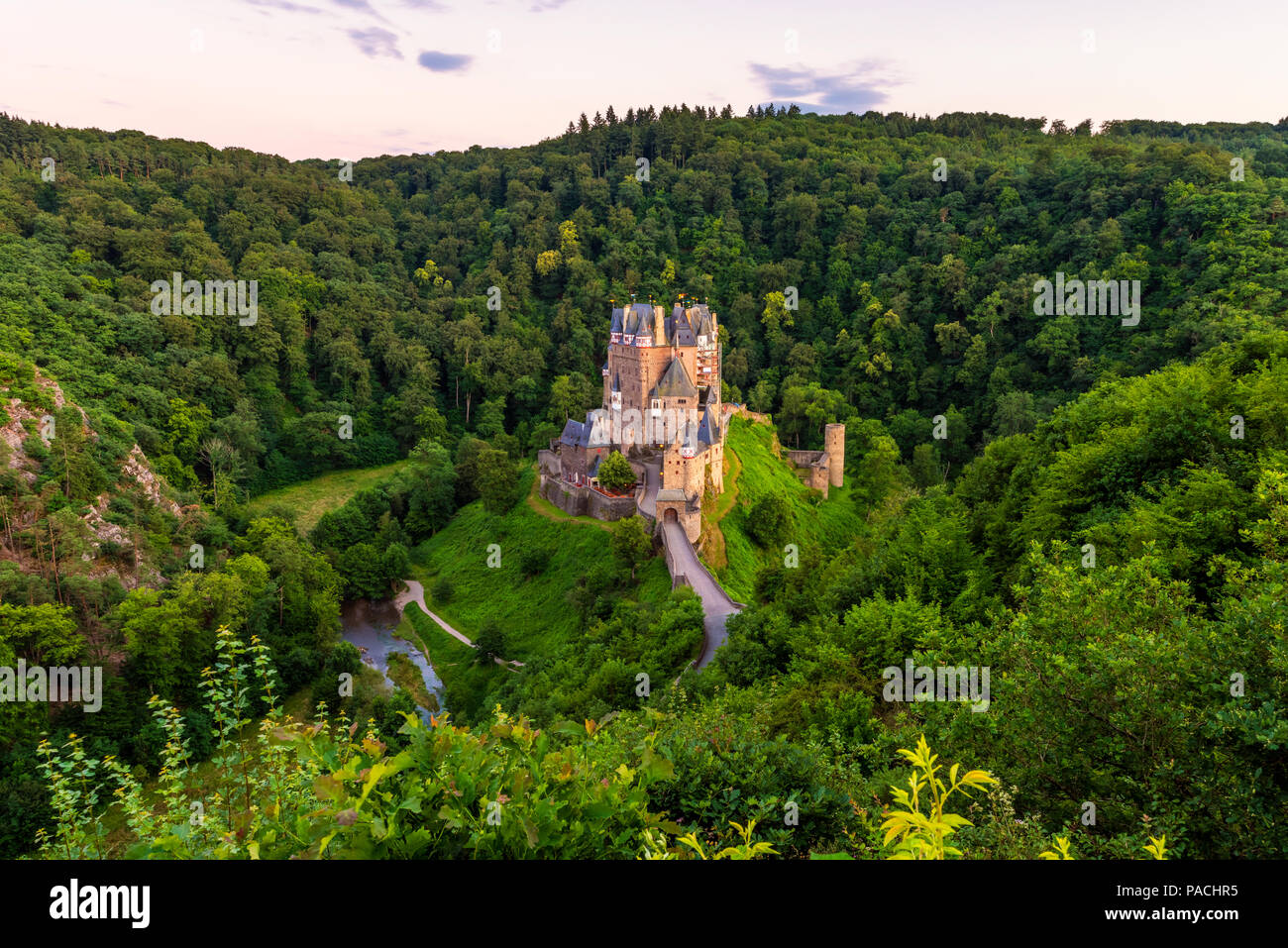 High angle View on Eltz Castle Germany Stock Photo