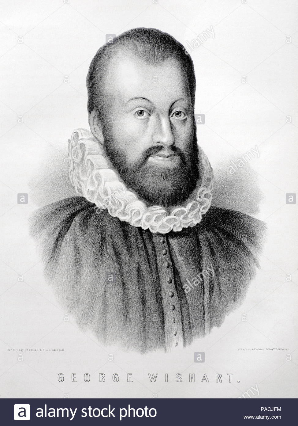 George Wishart portrait, 1513 – 1546, was a Scottish religious reformer and Protestant martyr, antique engraving from 1879 Stock Photo