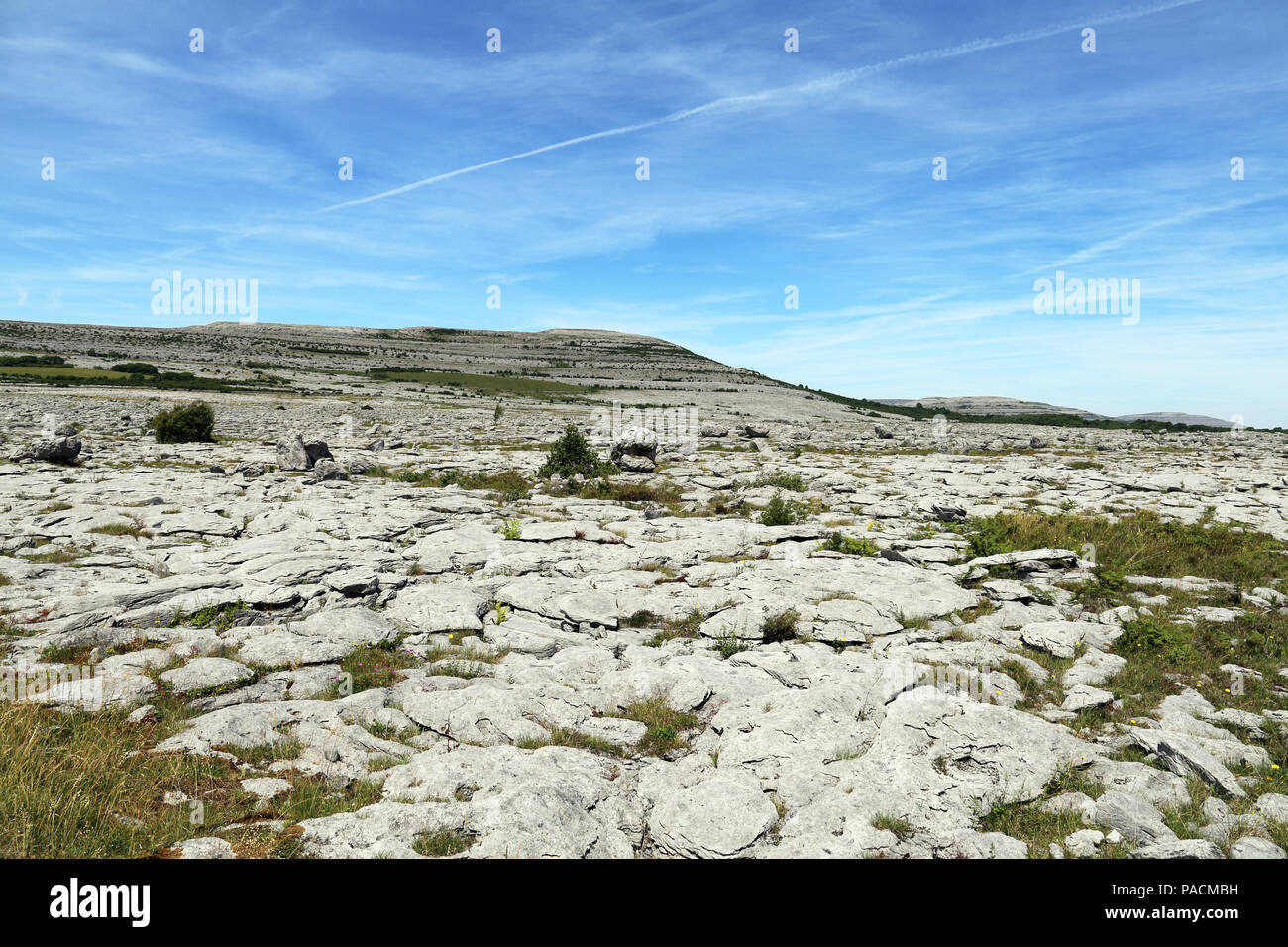 The Burren  'great rock'  is a region of environmental interest primarily located in northwestern County Clare, Ireland, dominated by glaciated karst  Stock Photo