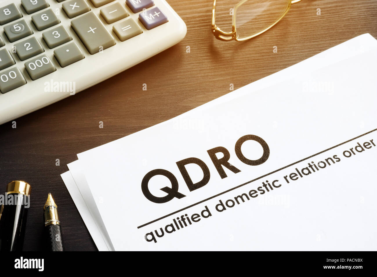 Documents about qualified domestic relations order QDRO. Stock Photo