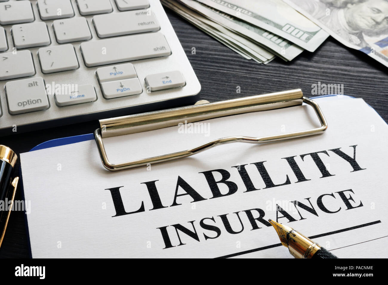 Liability insurance agreement on the desk Stock Photo Alamy
