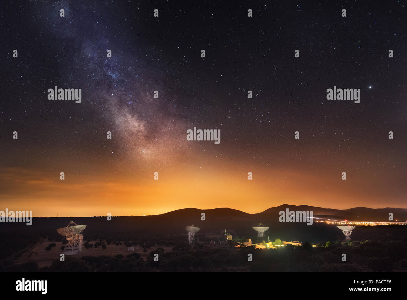 Communication satellite milky way hi res stock photography and images