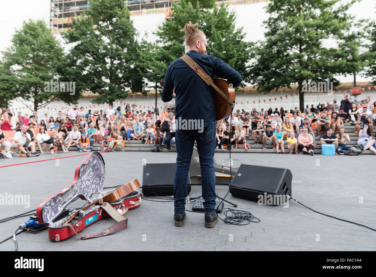 Newton Faulkner performing live at International Busking Day 2018, Wembley Park, UK, London. 21 July 2018. Stock Photo