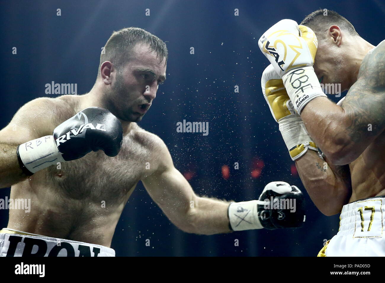 Moscow, Russia. 21st July, 2018. MOSCOW, RUSSIA - JULY 21, 2018: WBA/IBF  champion Murat Gassiev (L) of Russia, and WBC/WBO champion Oleksandr Usyk  of Ukraine, in their WBSS (World Boxing Super Series)