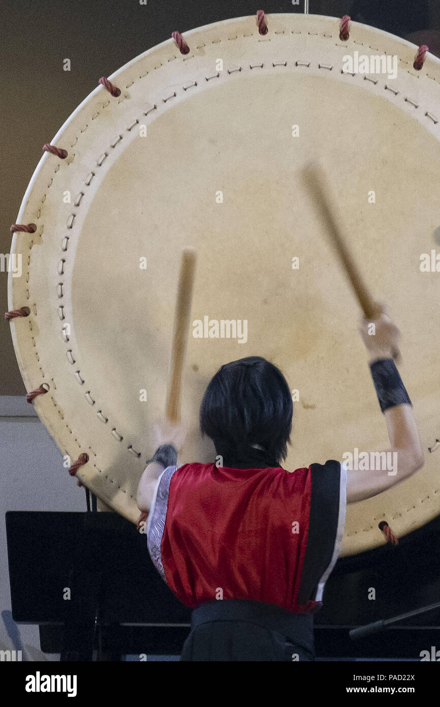 Shah Alam, Kuala Lumpur, Malaysia. 21st July, 2018. A drummer seen