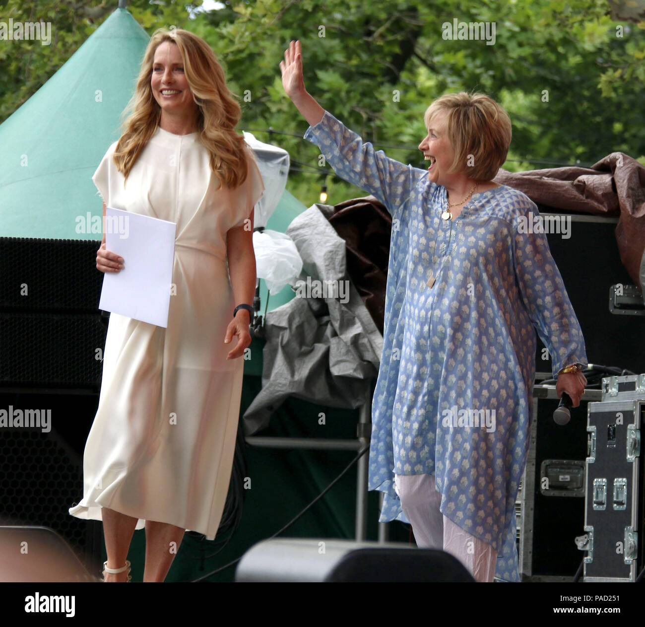 New York City, New York, USA. 21st July, 2018. LAURENE POWELL JOBS and HILLARY CLINTON arrive for Ozy Fest 2018 held at Central Park. Credit: Nancy Kaszerman/ZUMA Wire/Alamy Live News Stock Photo