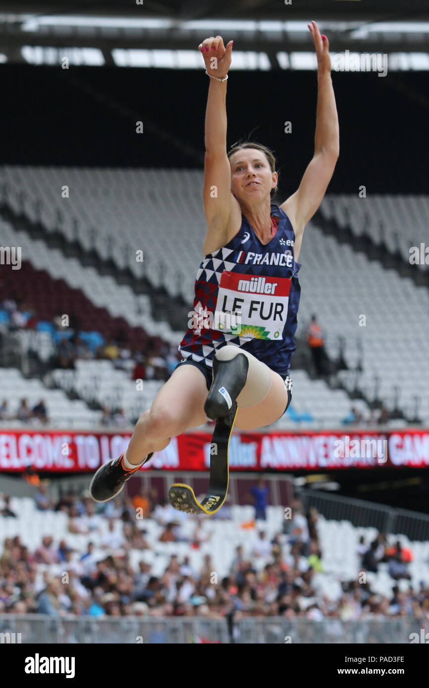 London, UK. 21st July, 2018. Marie-Amelle LE FUR (FRA) competing in the Women's T44/47/64 Long Jump at the IAAF Diamond League, Muller Anniversary Games, Queen Elizabeth Olympic, LONDON, UK 21 July 2018 Credit: Grant Burton/Alamy Live News Stock Photo