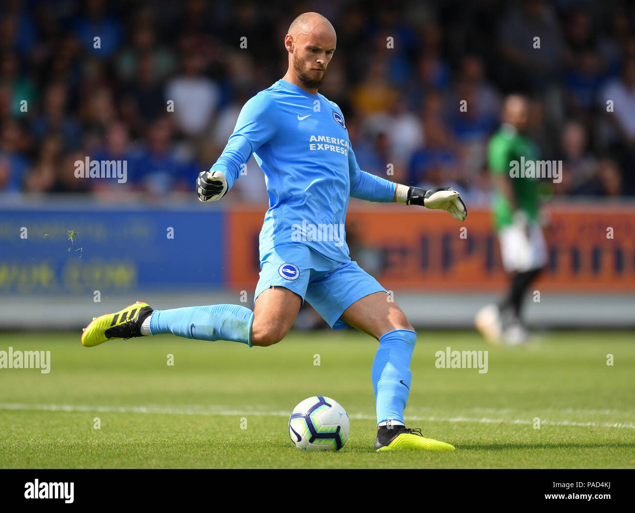 London, UK. 21st July, 2018: Brighton & Hove Albion's David Button in action during the Pre-Season Friendly against AFC Wimbledon at the Cherry Red Records Stadium, London, UK. Credit:Ashley Western/Alamy Live News Stock Photo