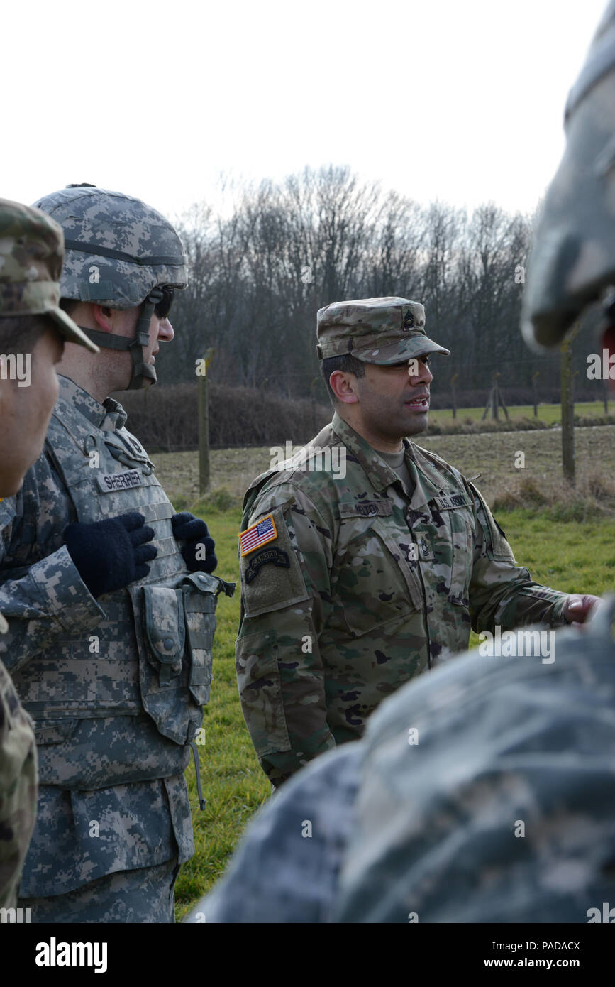 U.S. Army Master Sgt. Jason Melton, assigned to 39th Signal Battalion,  summarizes and recalls the highlights of the exercises done for the 39th  Signal Battalion's Commander Prime Time Training, in Alliance Training