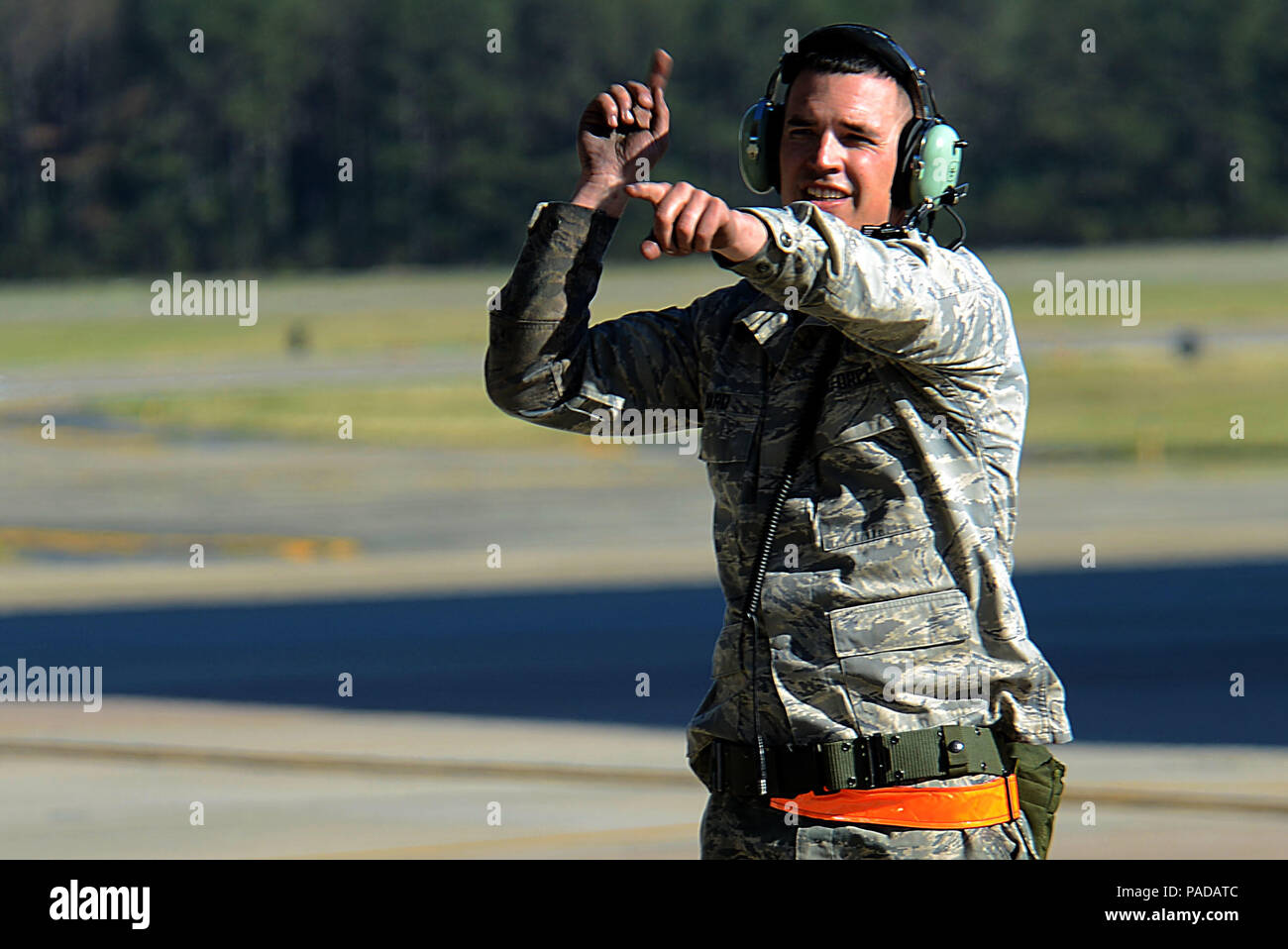 A U.S. Air Force crew chief assigned to the 20th Maintenance Group ...