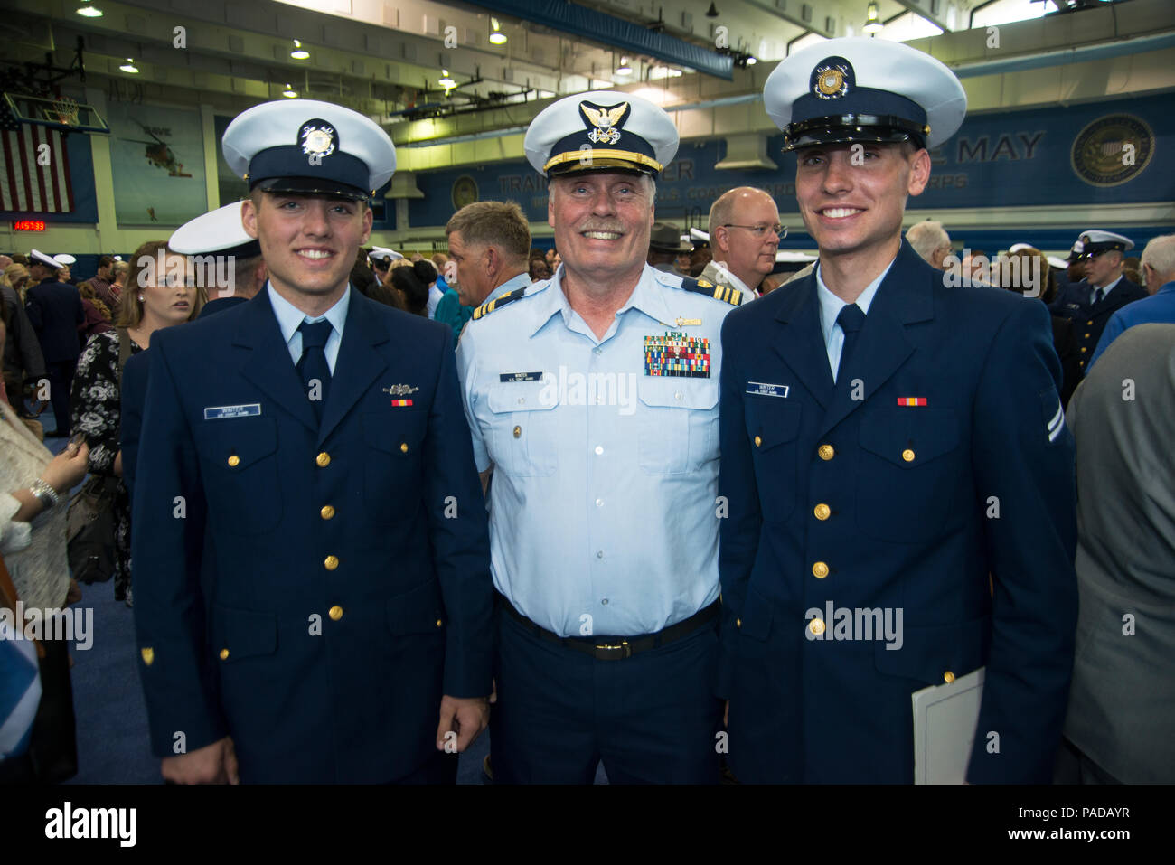 At Coast Guard Training Center Cape May, New Jersey, new recruits graduate  after completing initial training. The ceremony marks completion of basic  training for Coast Guard personnel, including future assignments to  technical
