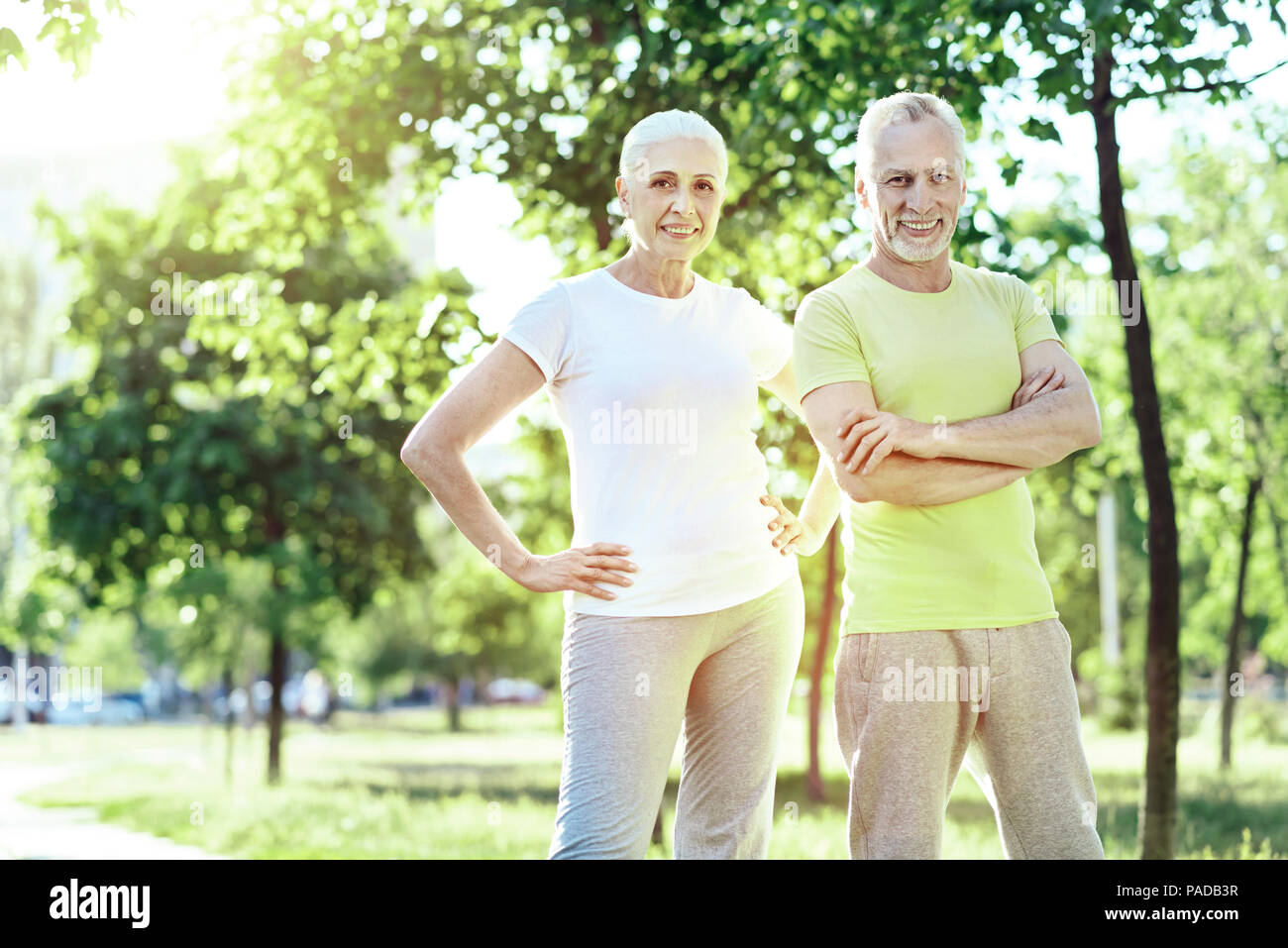 Calm aged couple looking self assured Stock Photo