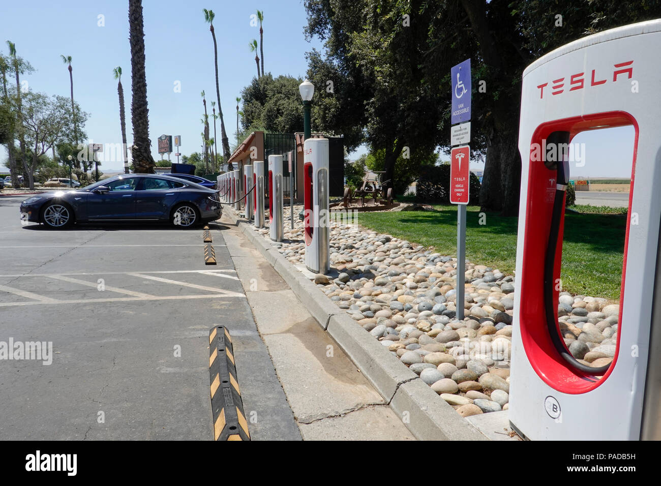 Tesla Supercharging Stations at Harris Ranch, a popular stop over on ...