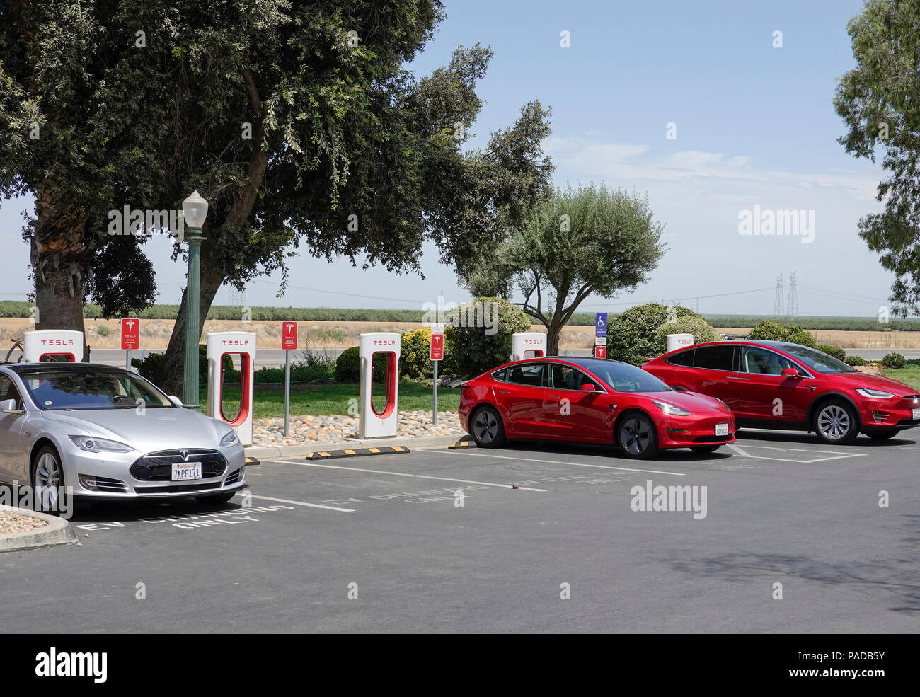 Tesla Supercharging Stations at Harris Ranch, a popular stop over on ...