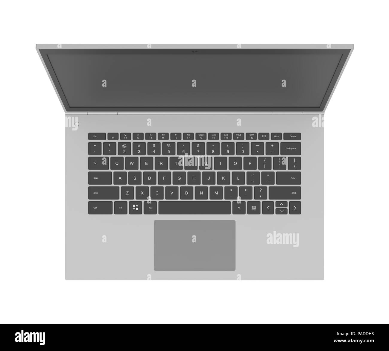3D model of laptop isolated on white background Stock Photo