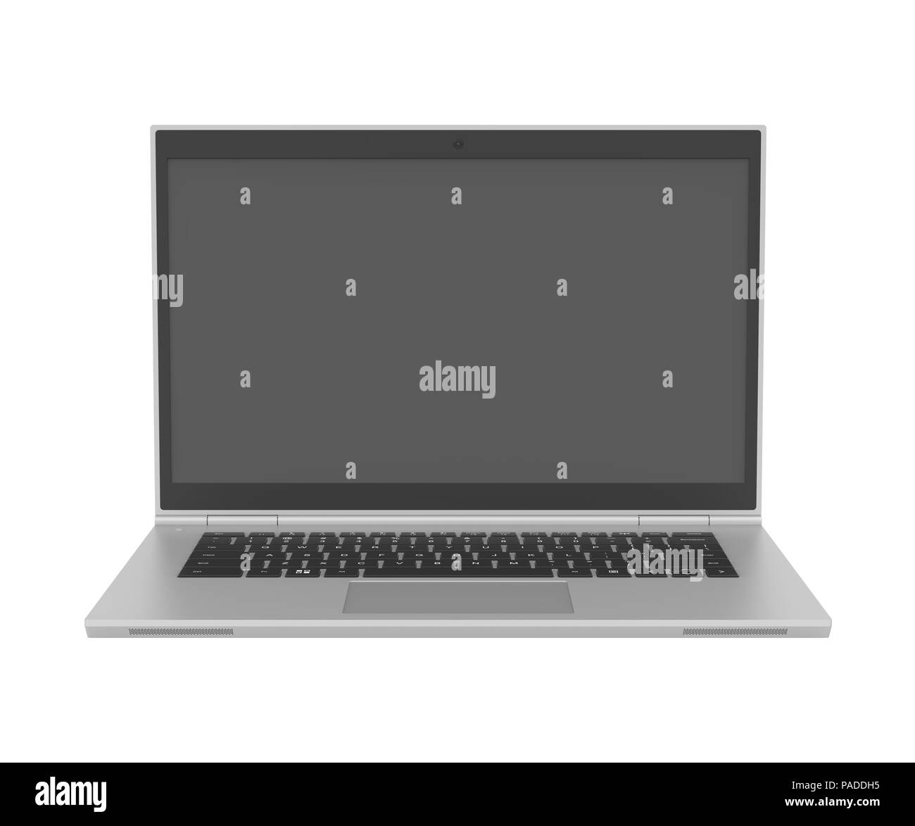 3D model of laptop isolated on white background Stock Photo