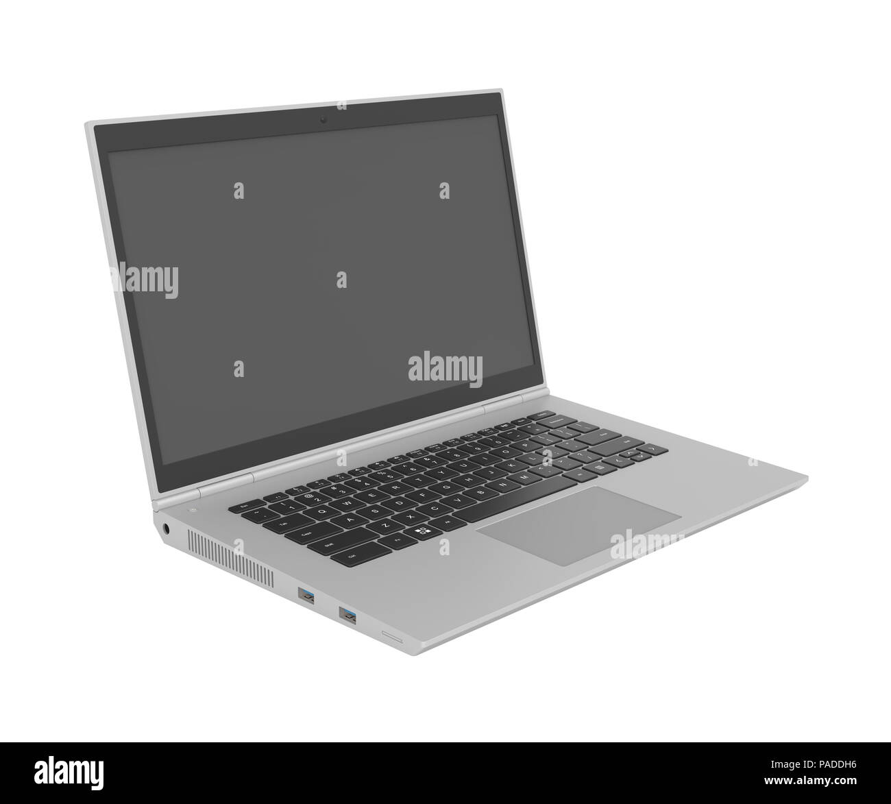 3D model of laptop isolated on white background Stock Photo