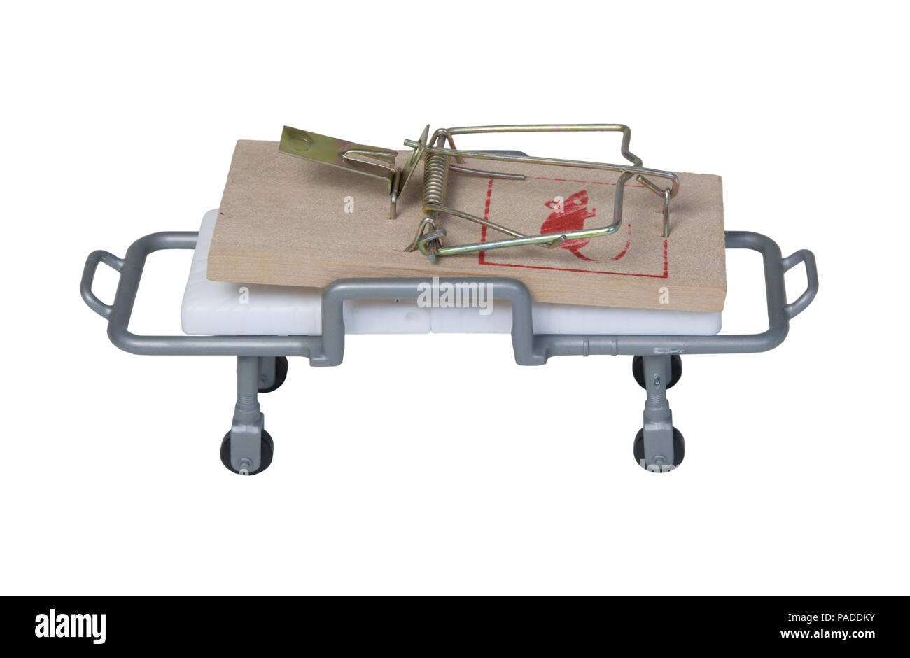Mouse trap on a hospital gurney - path included Stock Photo