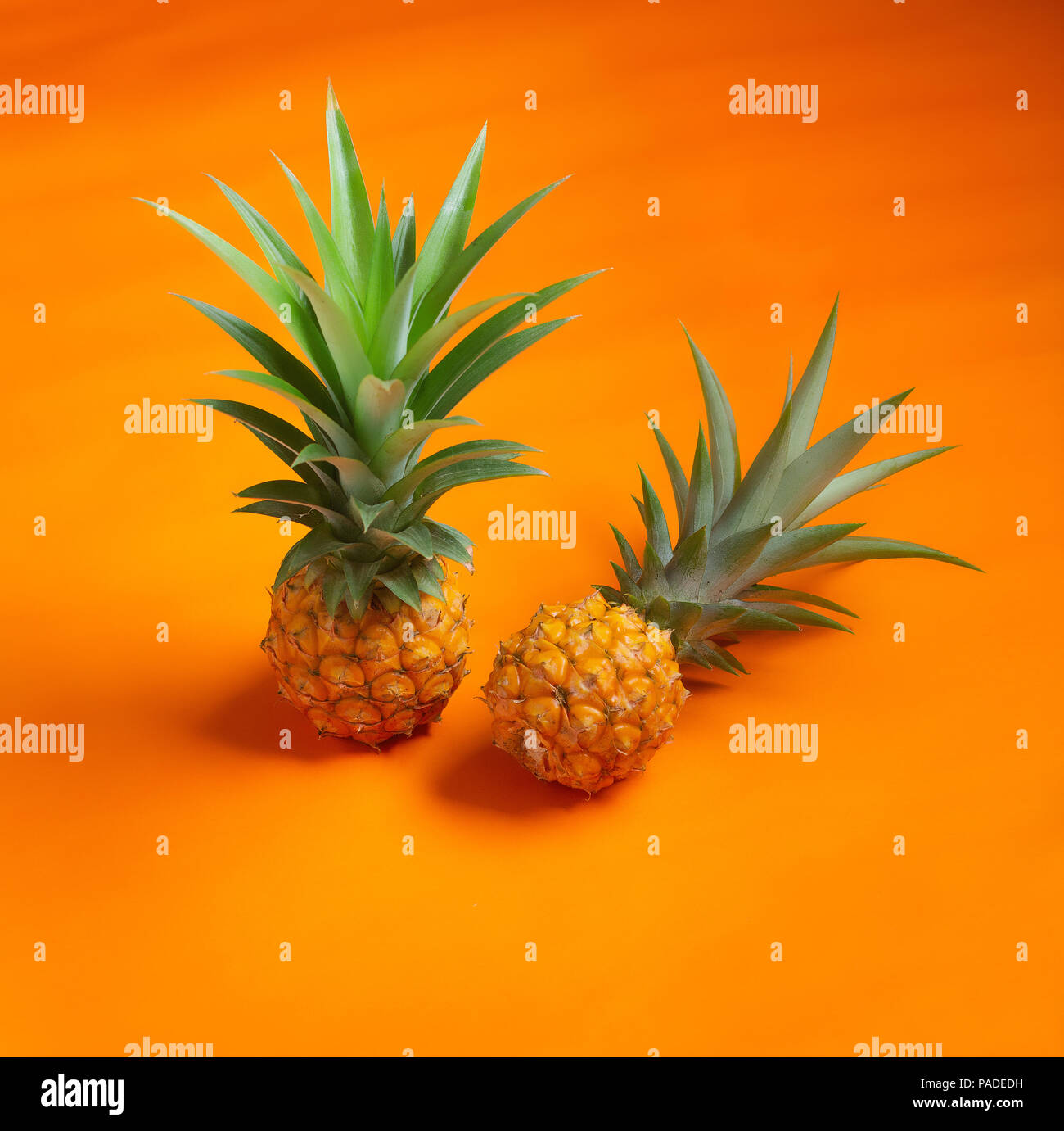 Fresh Pineapple In the orange background Stock Photo - Alamy