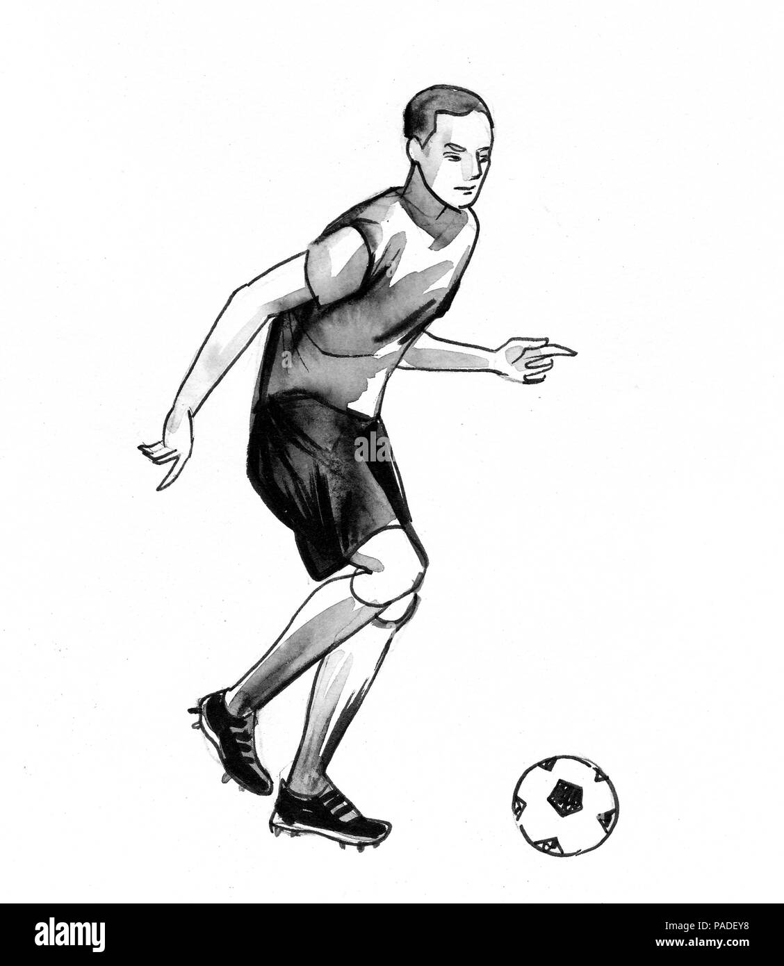 Continuous line drawing of football player. vector hand drawn • wall  stickers strong, jumping, active | myloview.com