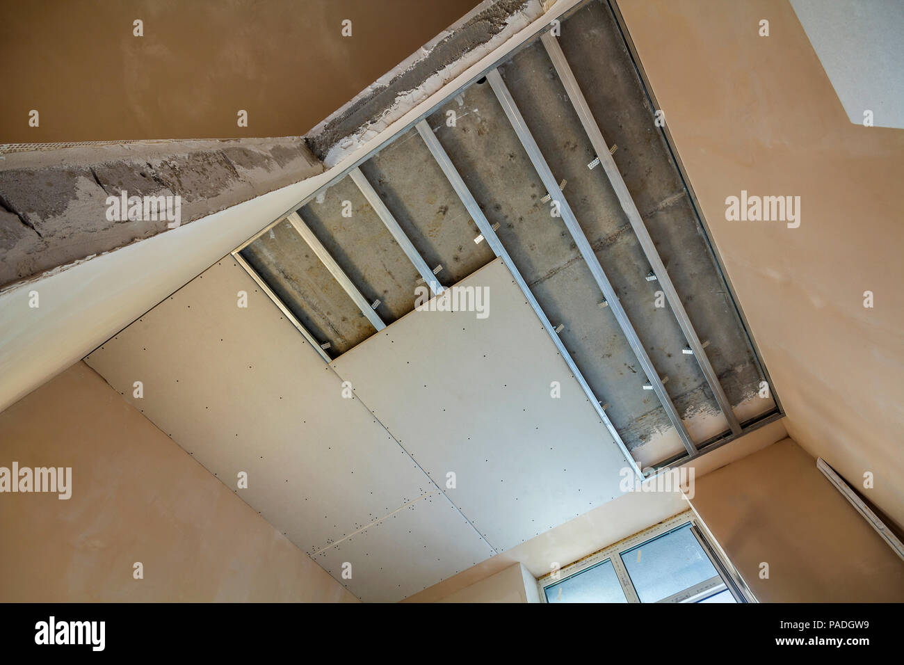 Angled View Of Light Empty Room Under Construction