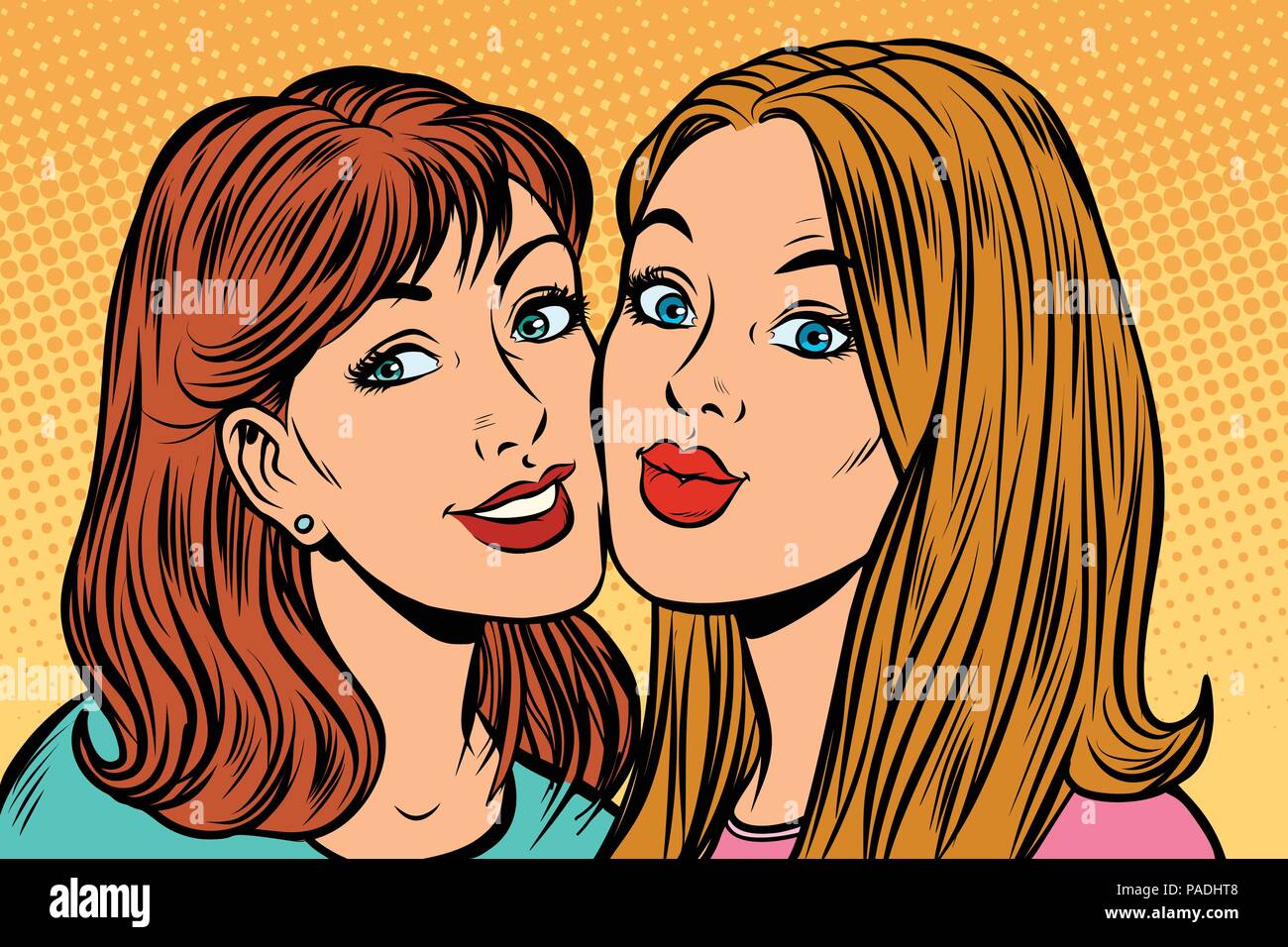 two girl girlfriends portrait Stock Vector