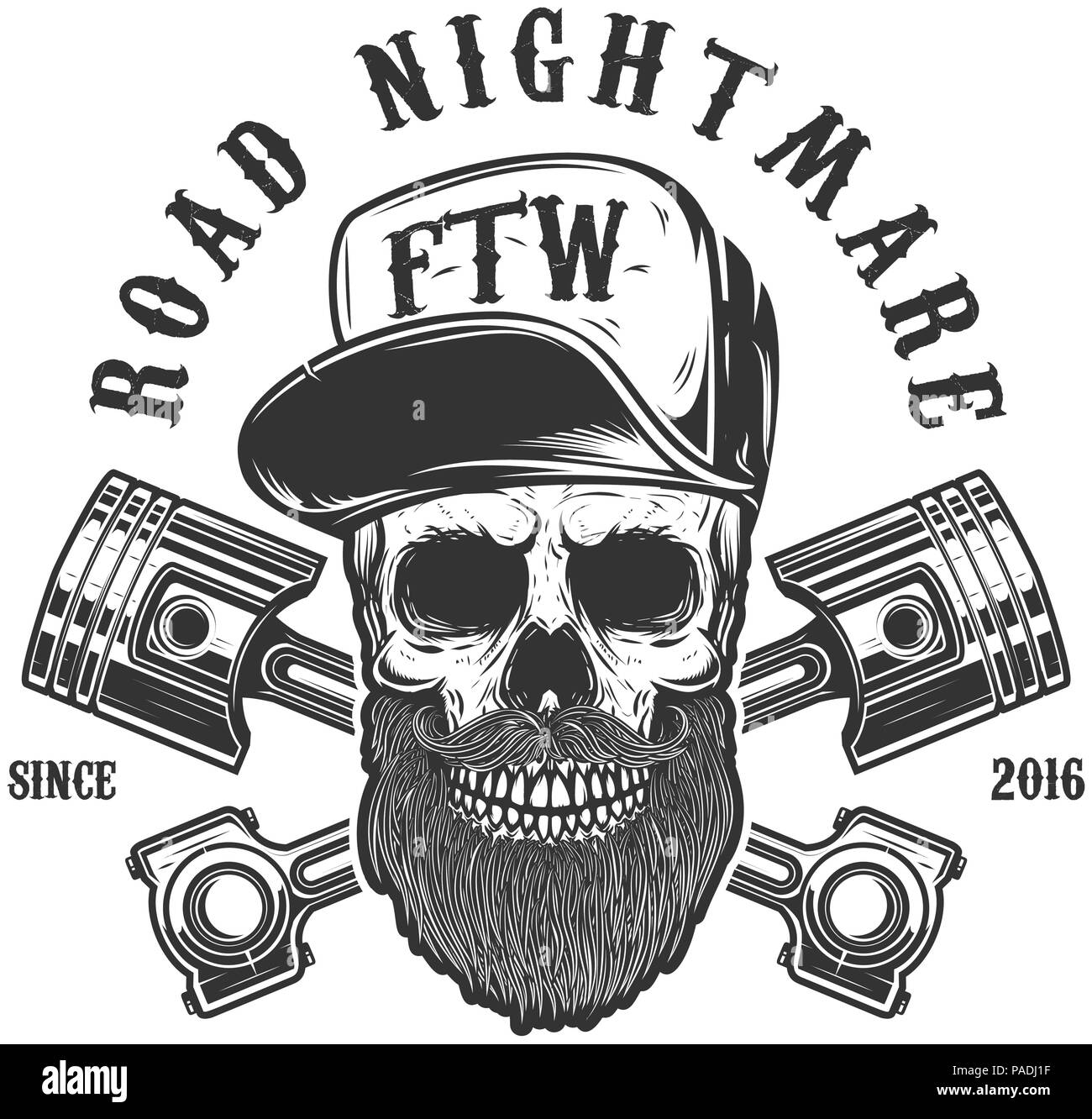 images Logos De Calaveras Con Barba https www alamy com road nightmare hipster skull in baseball cap with crossed pistons design element for logo label emblem sign poster t shirt vector image image212970507 html
