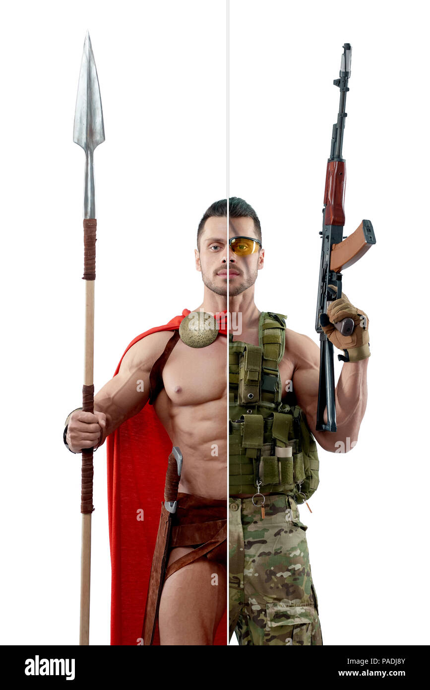 Spartan Warrior in the Woods Stock Photo - Image of battledress, fight:  104264116