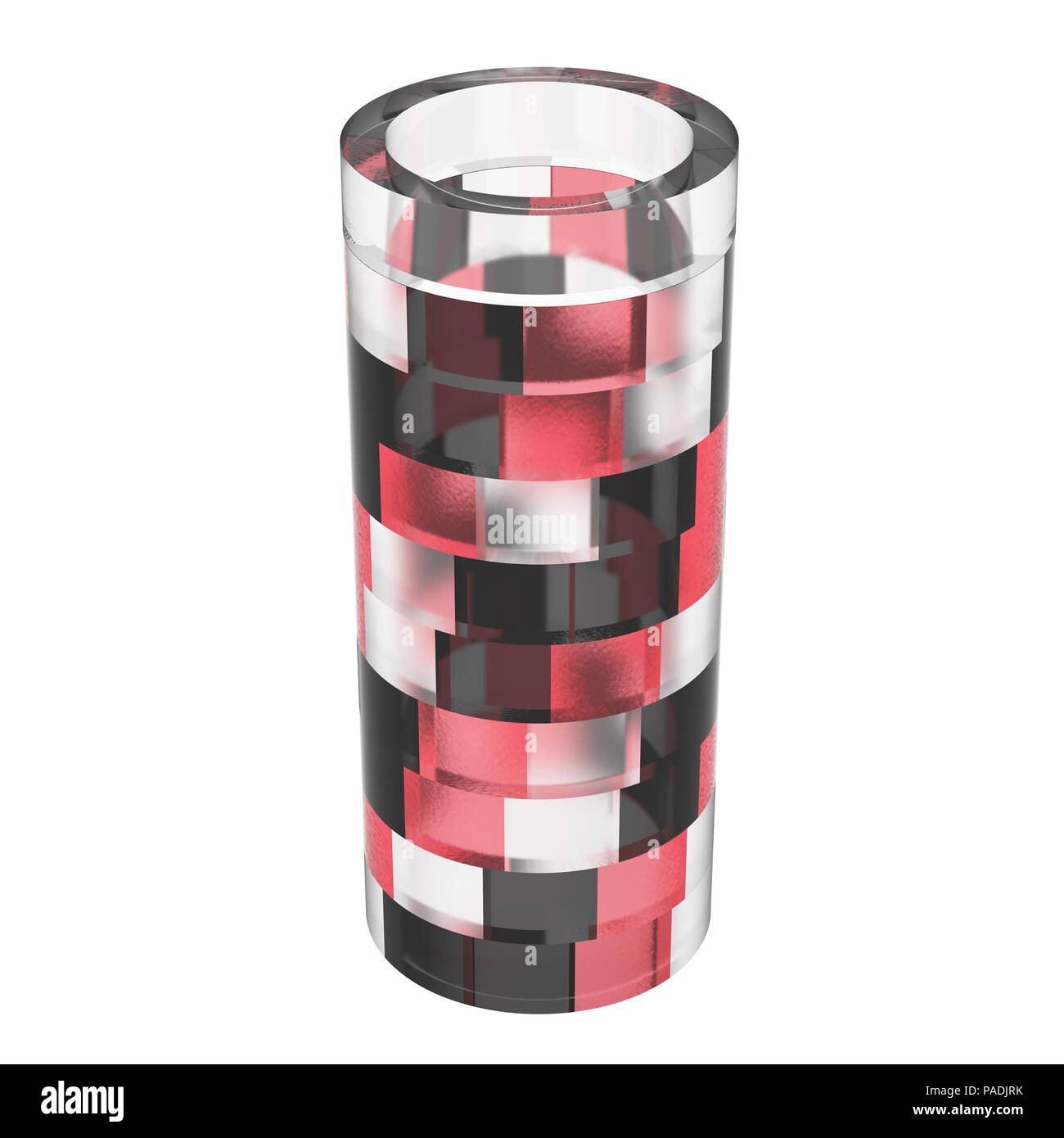 Empty glass vase  isolated on white background. Dark, light and red parts Stock Photo