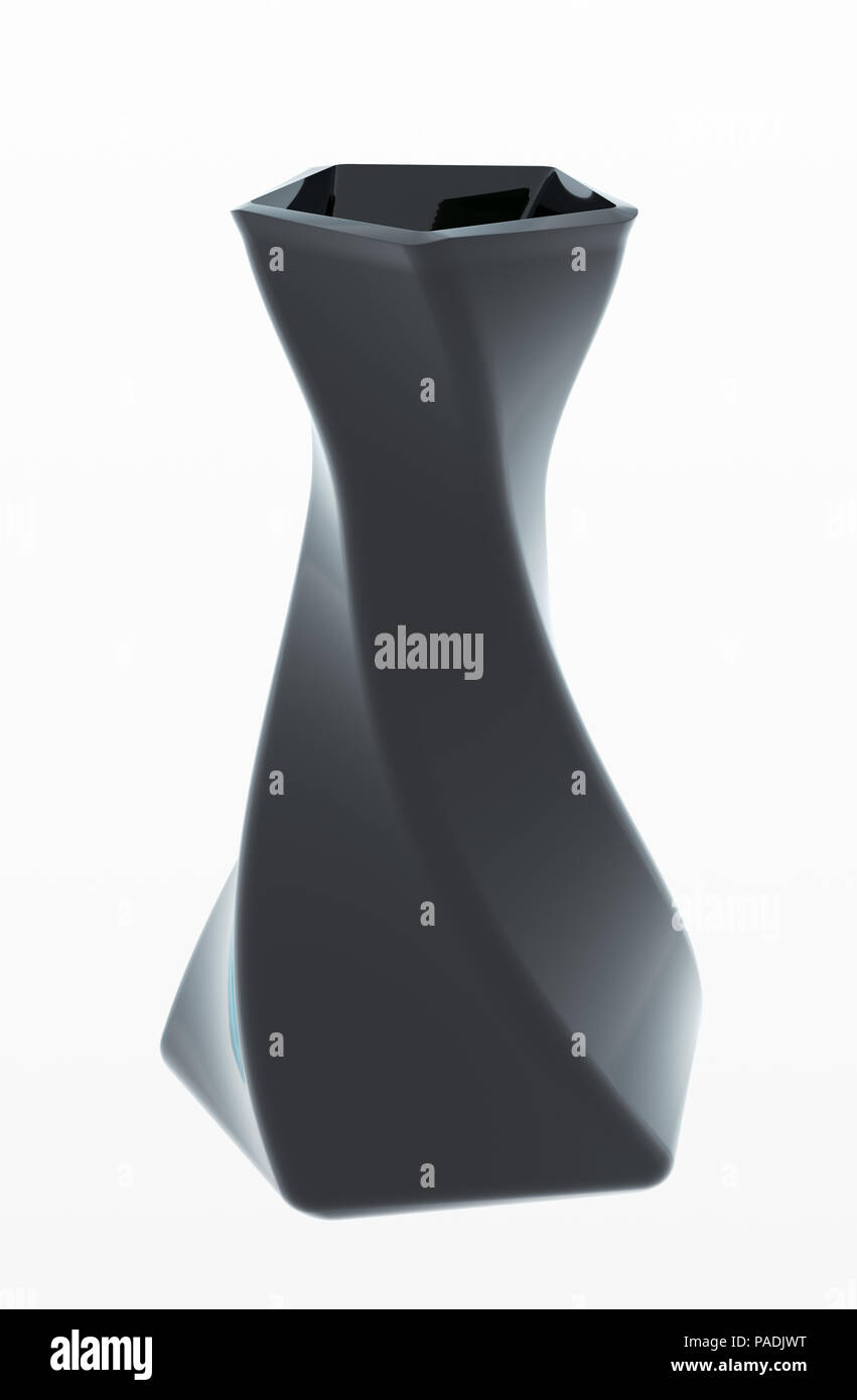 Empty black glass vase isolated on white background Stock Photo