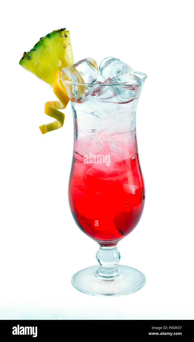 iced rum cocktail with pineapple on white Stock Photo Alamy