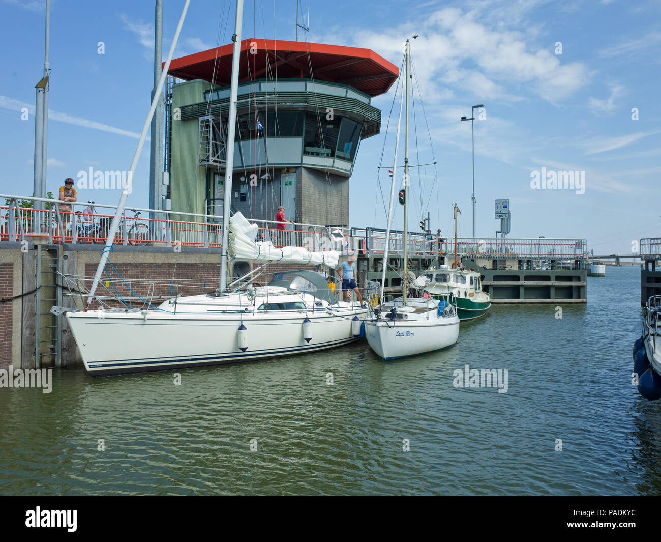 Yachts in Lock Holland Netherlands Dutch Stock Photo Alamy