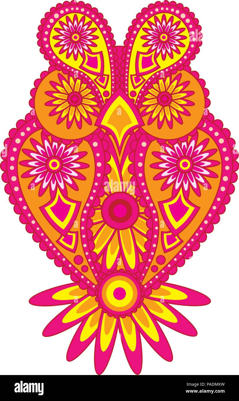 Paisley floral pattern abstract owl color illustration Stock Vector