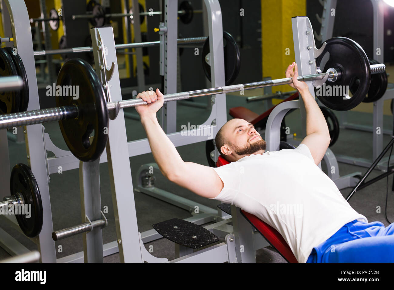 Sport Fitness Training And People Concept Muscular Man Doing