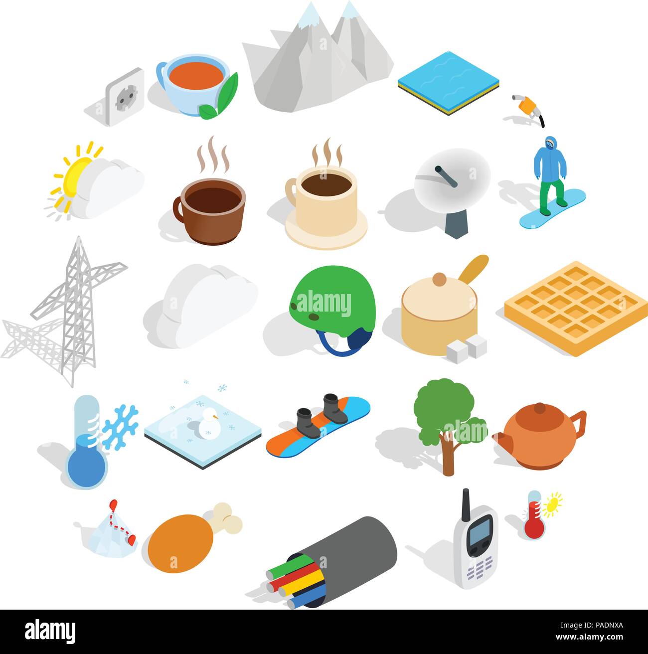 Wintry icons set, isometric style Stock Vector