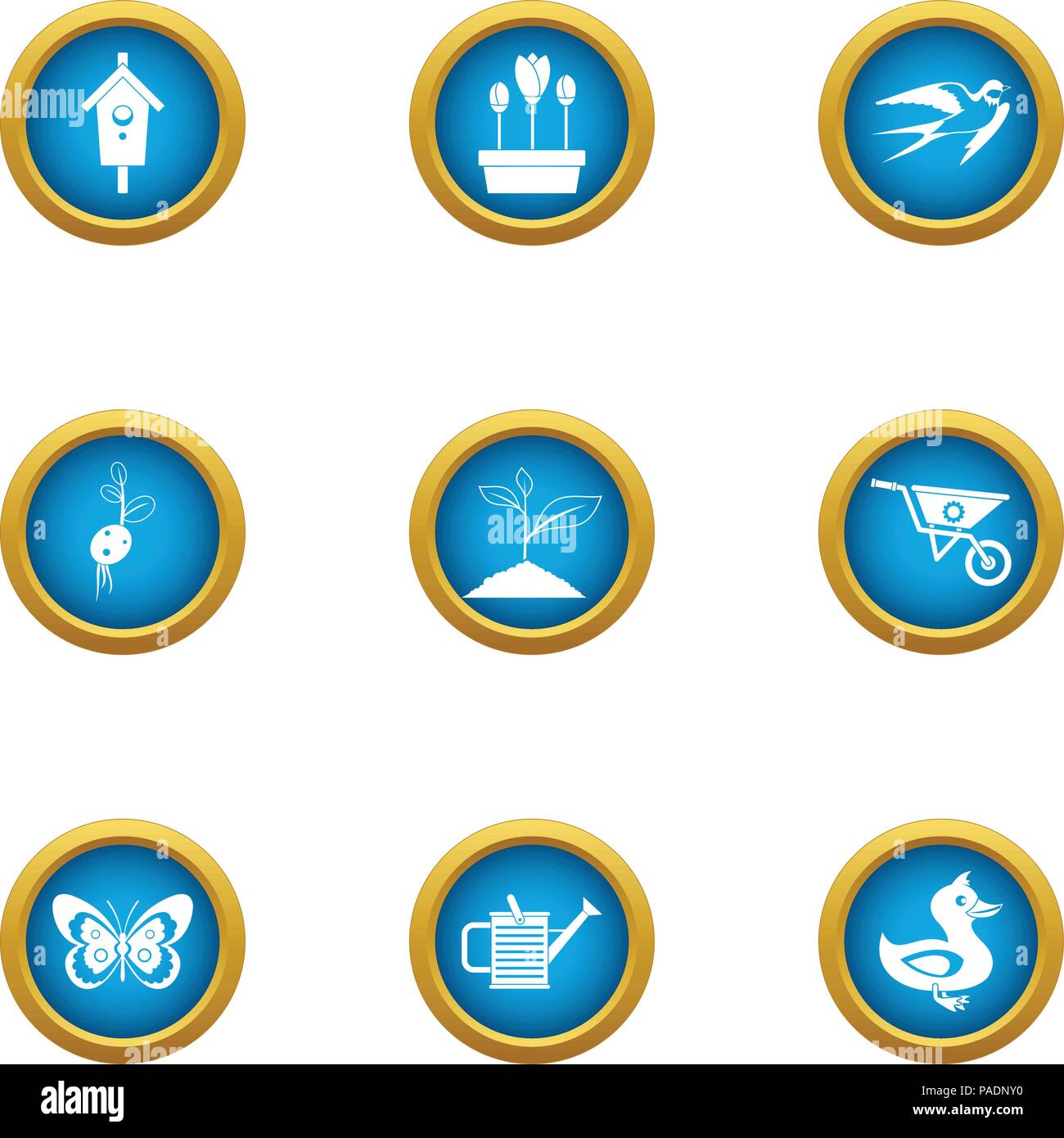 Birdhouse icons set, flat style Stock Vector