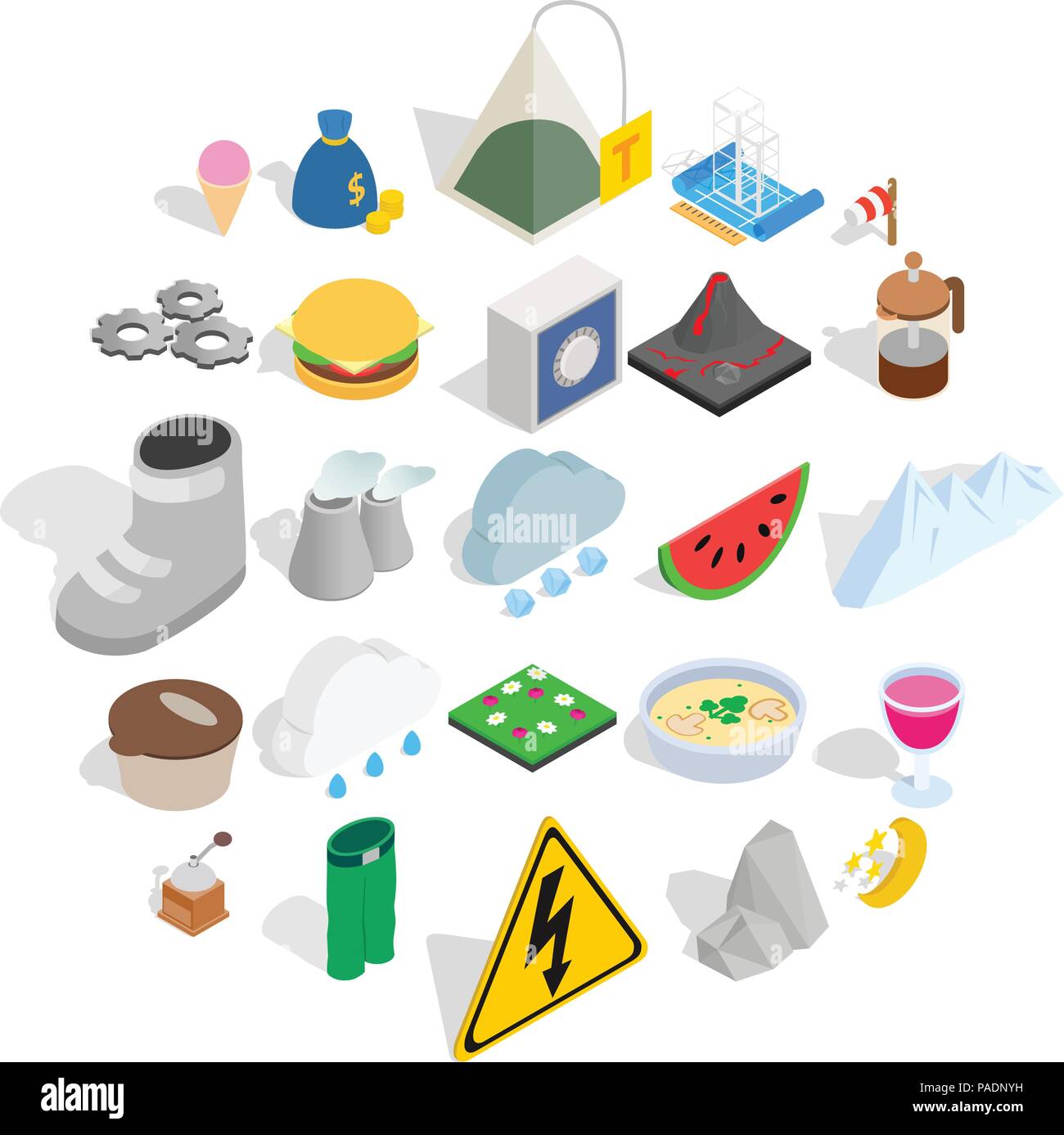 Hibernal icons set, isometric style Stock Vector