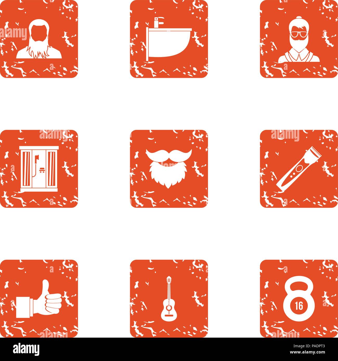 Upkeep icons set, grunge style Stock Vector