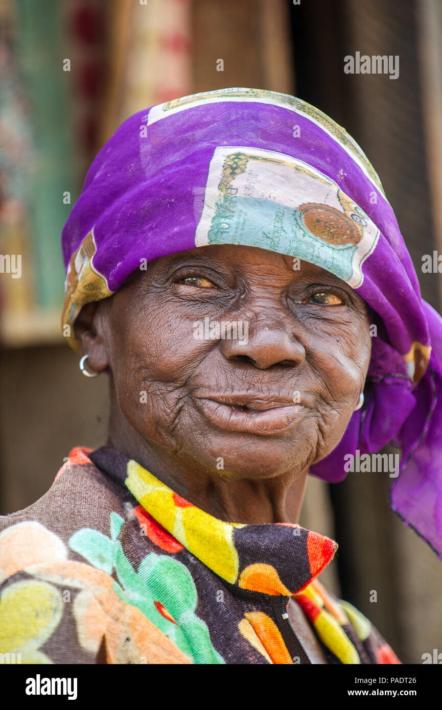 ACCRA, GHANA - MARCH 6, 2012: Unidentified Ghanaian toothless old lady ...