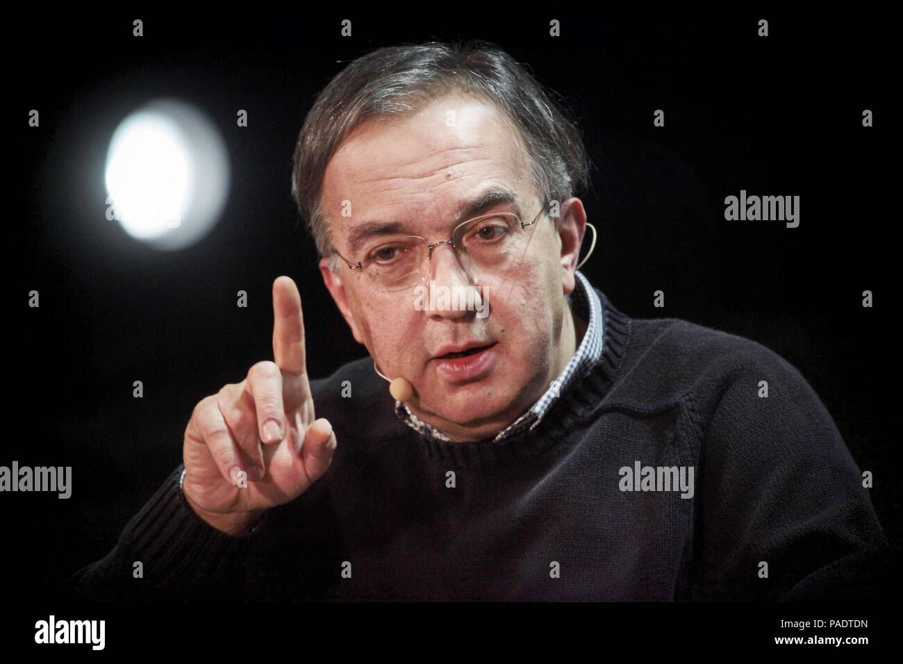 Milan, Italy - 3 feb 2013: Sergio Marchionne chief executive officer of FCA speaks during a news conference Stock Photo