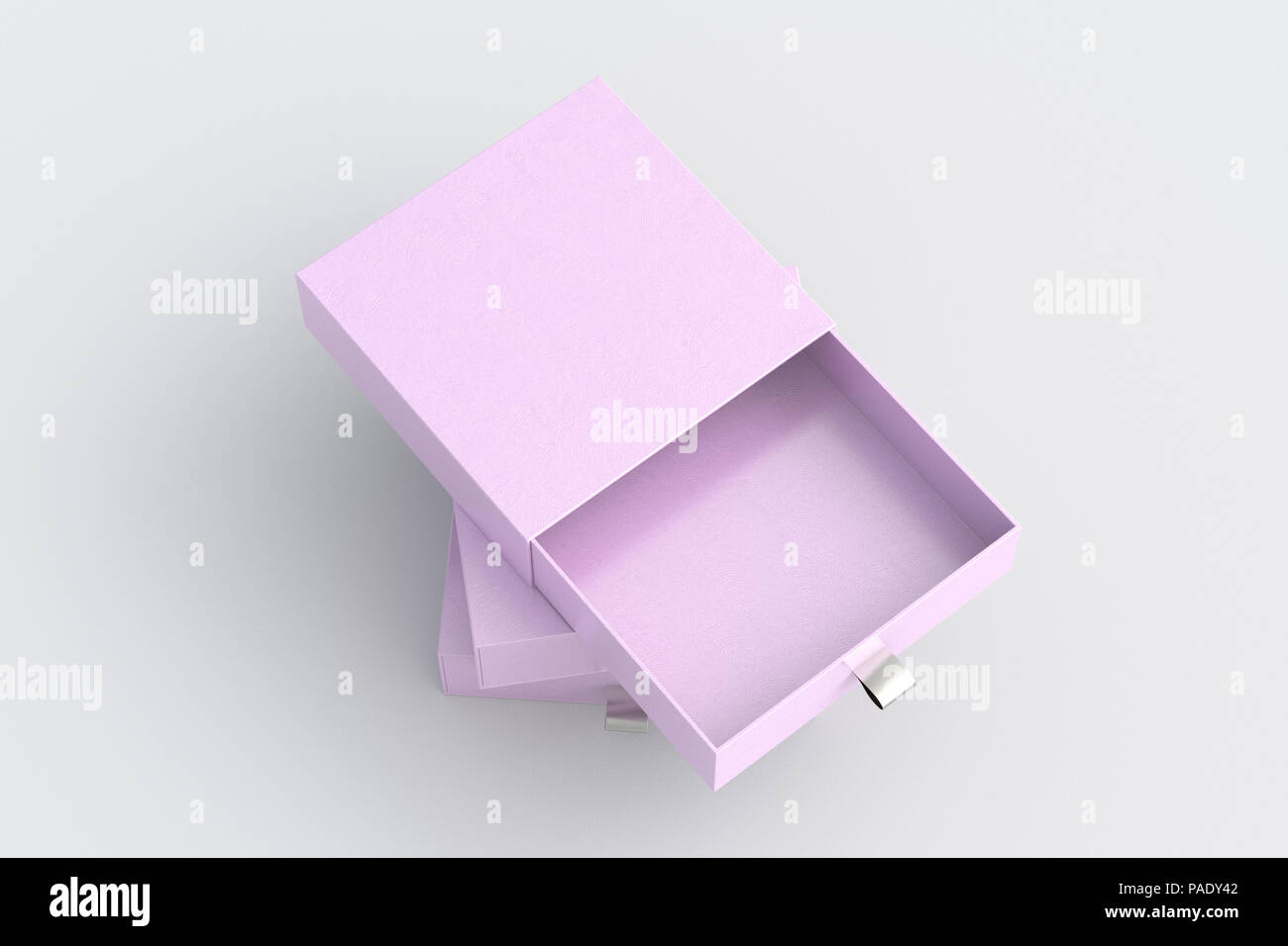 Empty Pink Opened Sliding Box And Closed Sliding Drawer Boxes