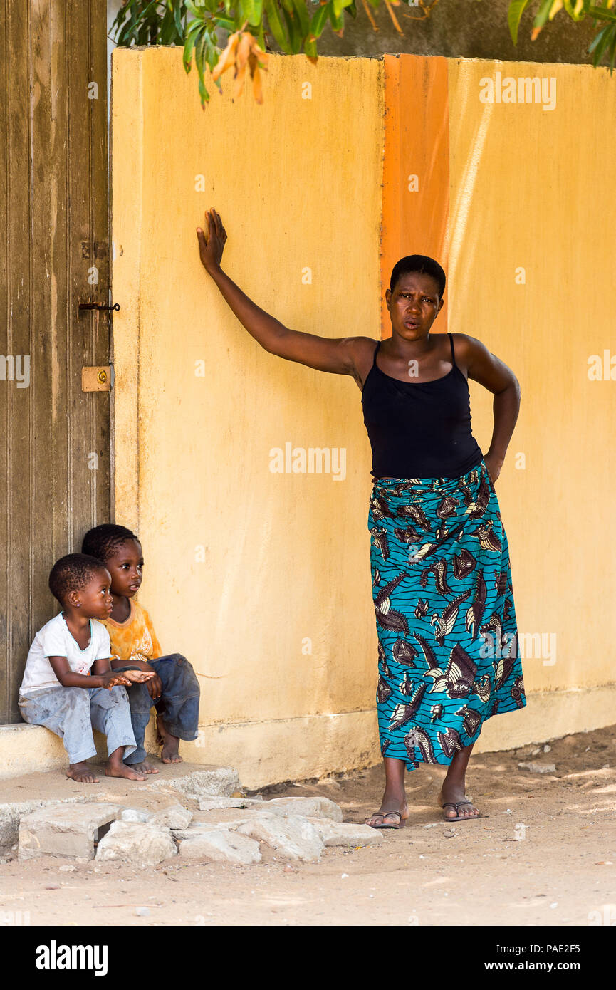 LOME, TOGO - MAR 9, 2013: Unidentified Togolese two little girls and
