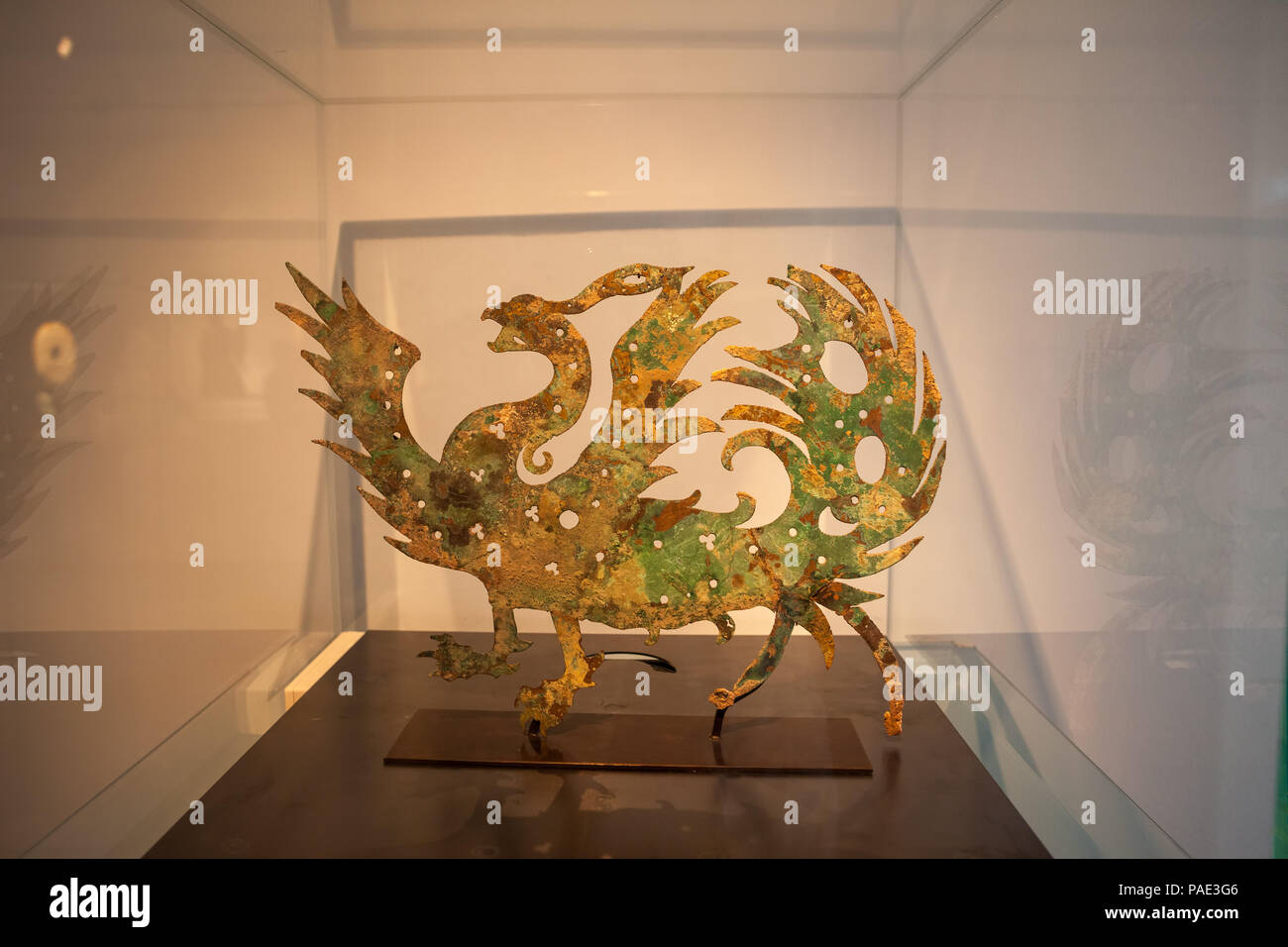 France, Nice, Chinese phoenix from Liao dynasty (907–1125) in Museum of Asian Arts - Musee des Arts Asiatiques interior Stock Photo