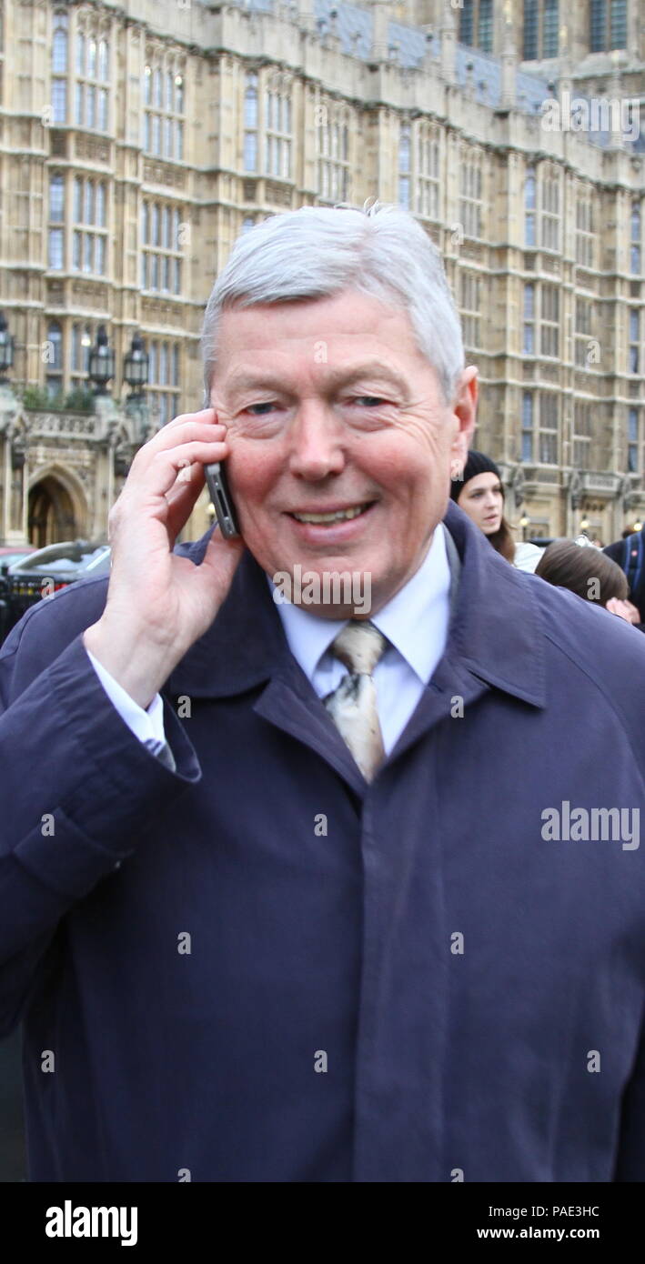 Alan Johnson British politician outside the Houses of Parliament, Westminster, London, UK. Stock Photo