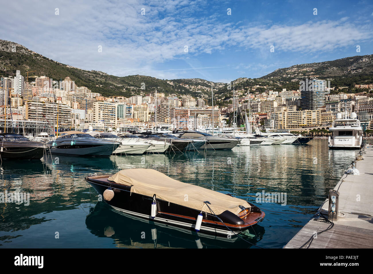 Monaco principality cityscape around Port Hercule, southern Europe Stock Photo
