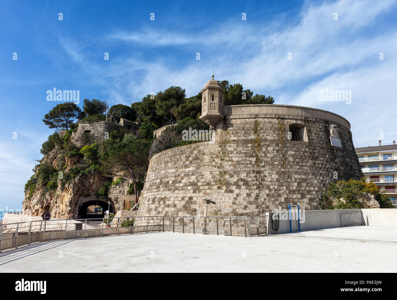 Monaco city defensive wall, Mediterranean coastal fortification, southern Europe Stock Photo