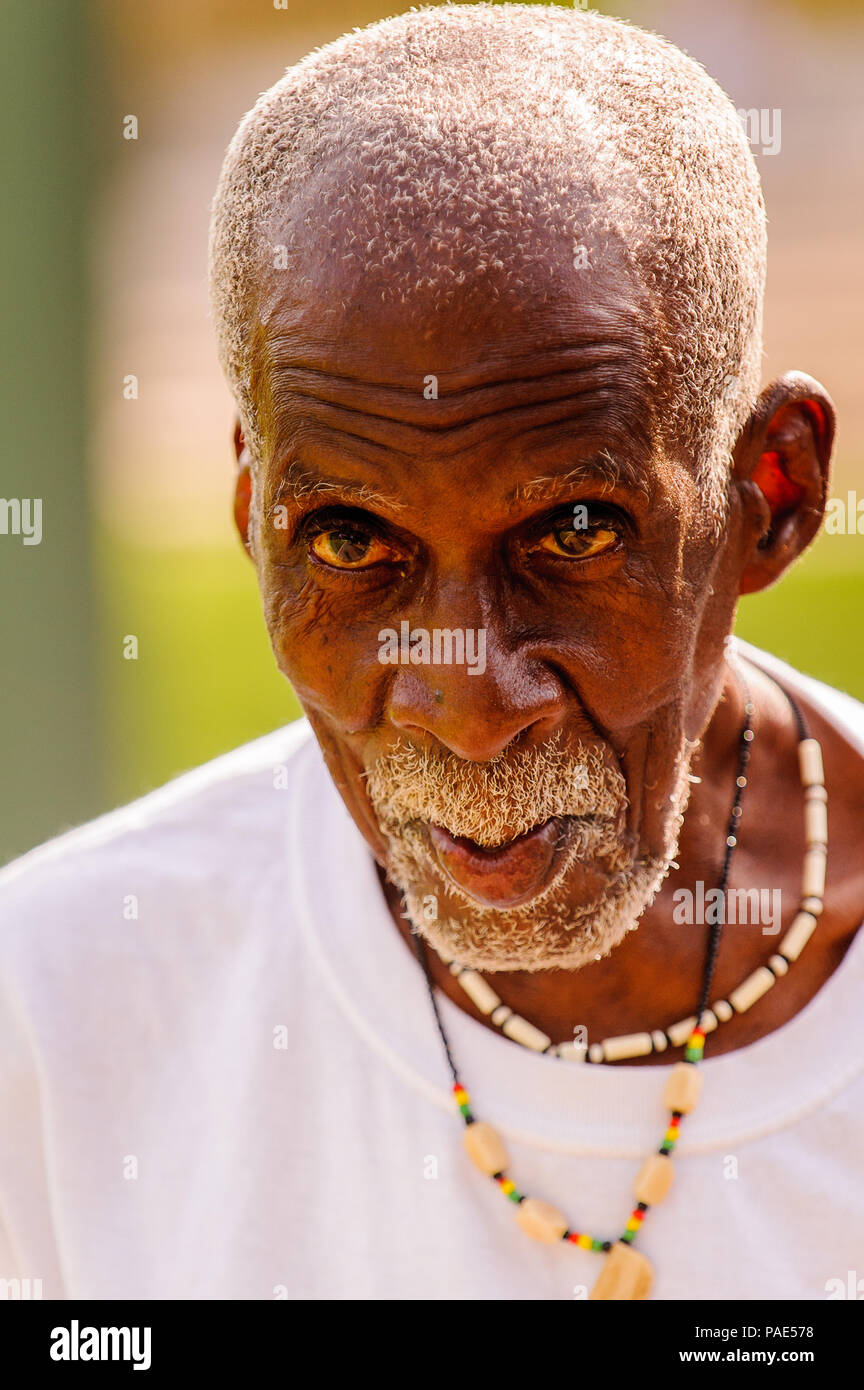 ACCRA, GHANA - MARCH 4, 2012: Unidentified Ghanaian old man portrait in ...