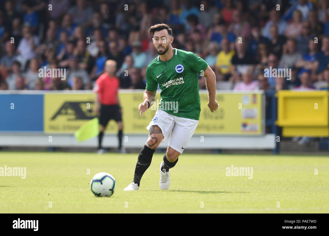 Kingston London UK 21st July 2018 - Richie Towell of Brighton during the pre season friendly football match between AFC Wimbledon and Brighton and Hove Albion  at the Cherry Red Records Stadium in Kingston Surrey Editorial Use Only Stock Photo