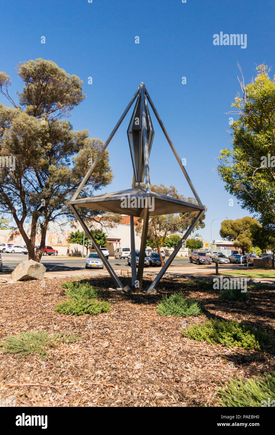 A modern sculpture outside the Council Chambers in the city of Broken Hill, New South Wales, Australia Stock Photo