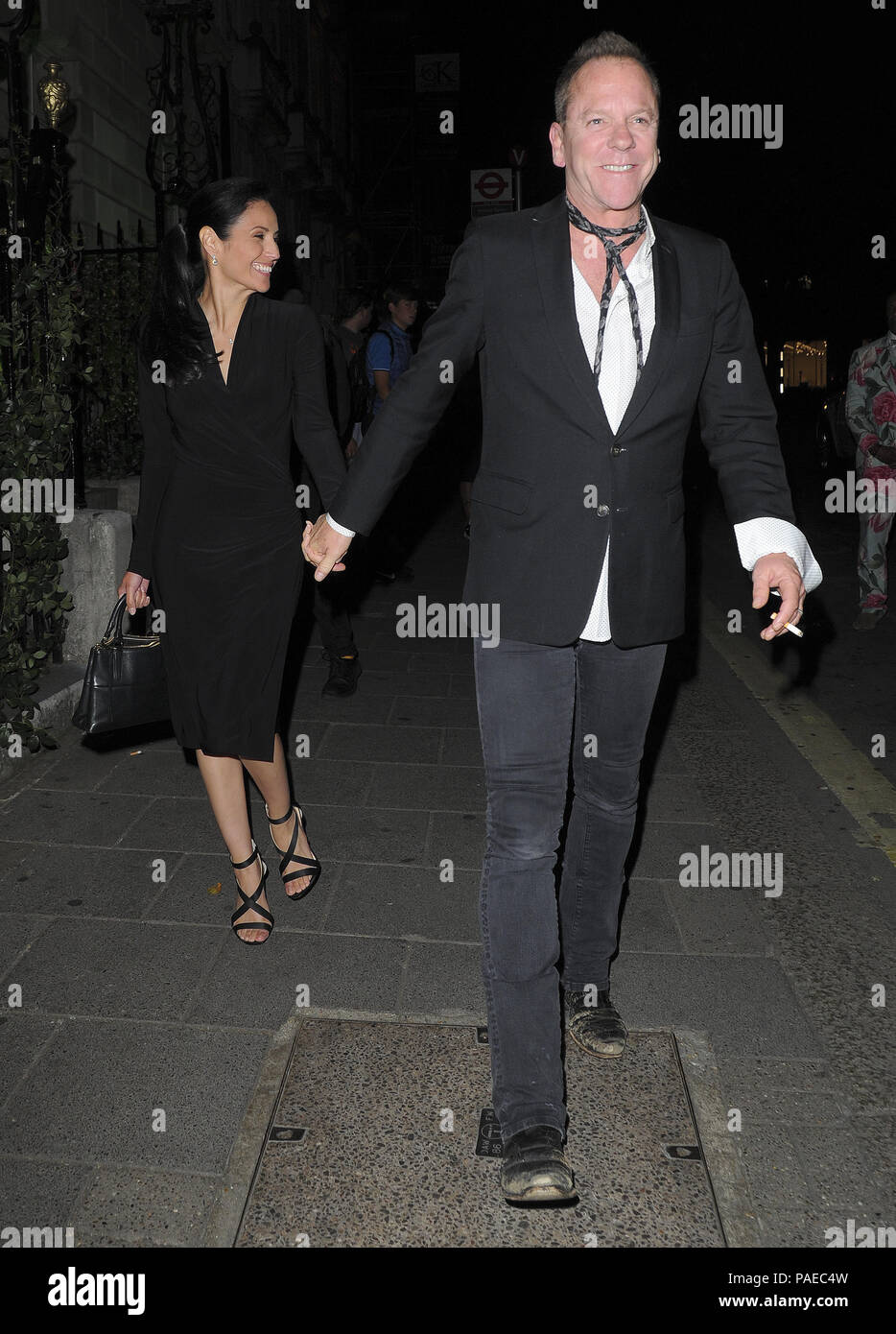 Kiefer Sutherland out and about in Mayfair  Featuring: Kiefer Sutherland, Cindy Vela Where: London, United Kingdom When: 21 Jun 2018 Credit: WENN.com Stock Photo